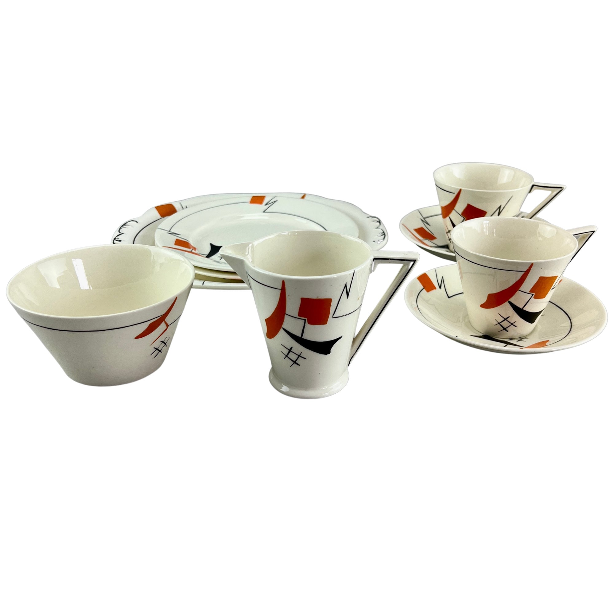 Art Deco Tea Set for 2 - Vintage - C1936 - Wedgewood & Co Ltd - Dining Room Decor
