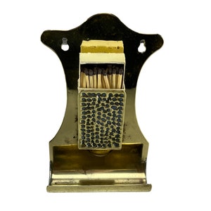 Antique Brass Wall Hanging Match Box Holder - Home Decor