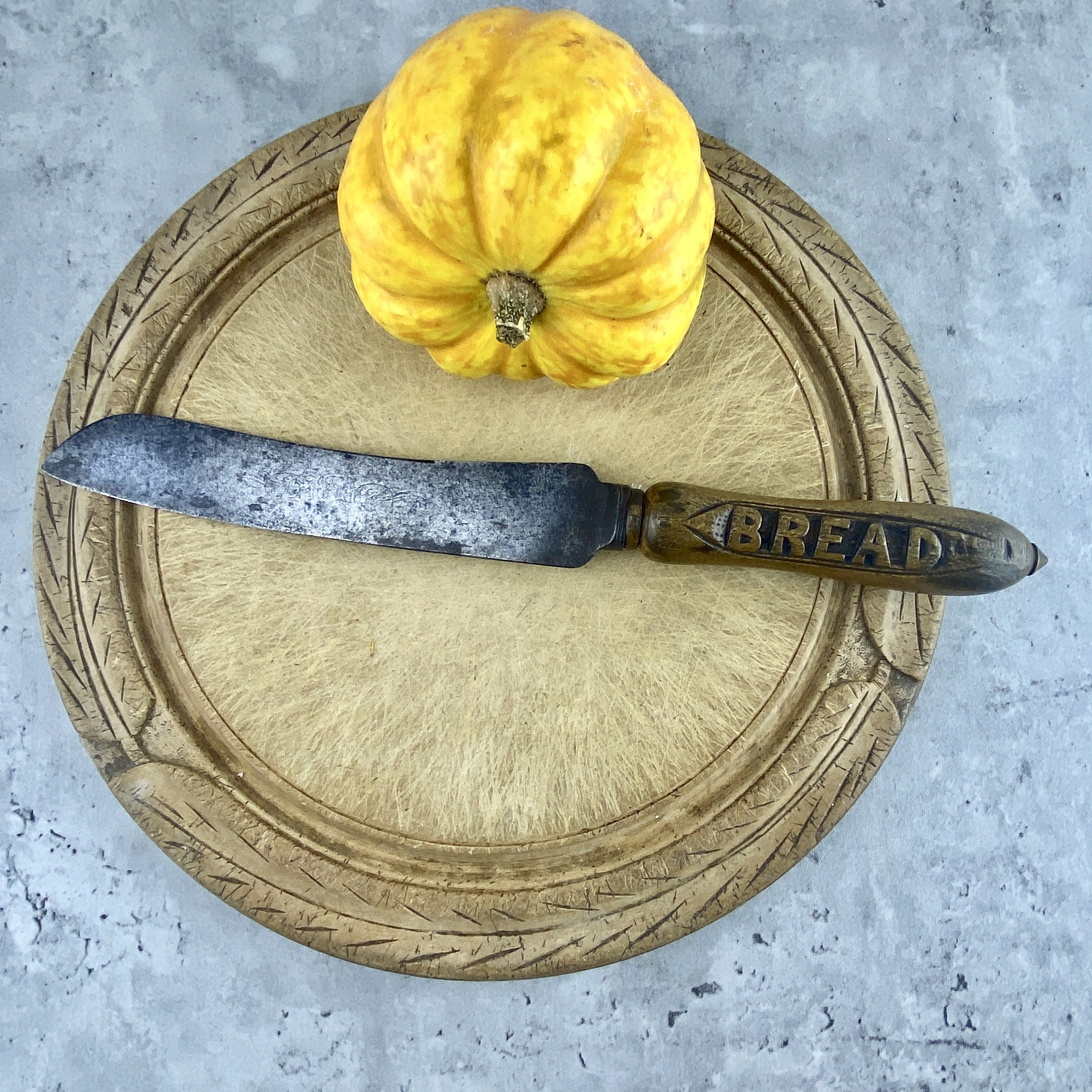 Antique Bread Knife Carved Wooden Handle Vintage Bread Etsy