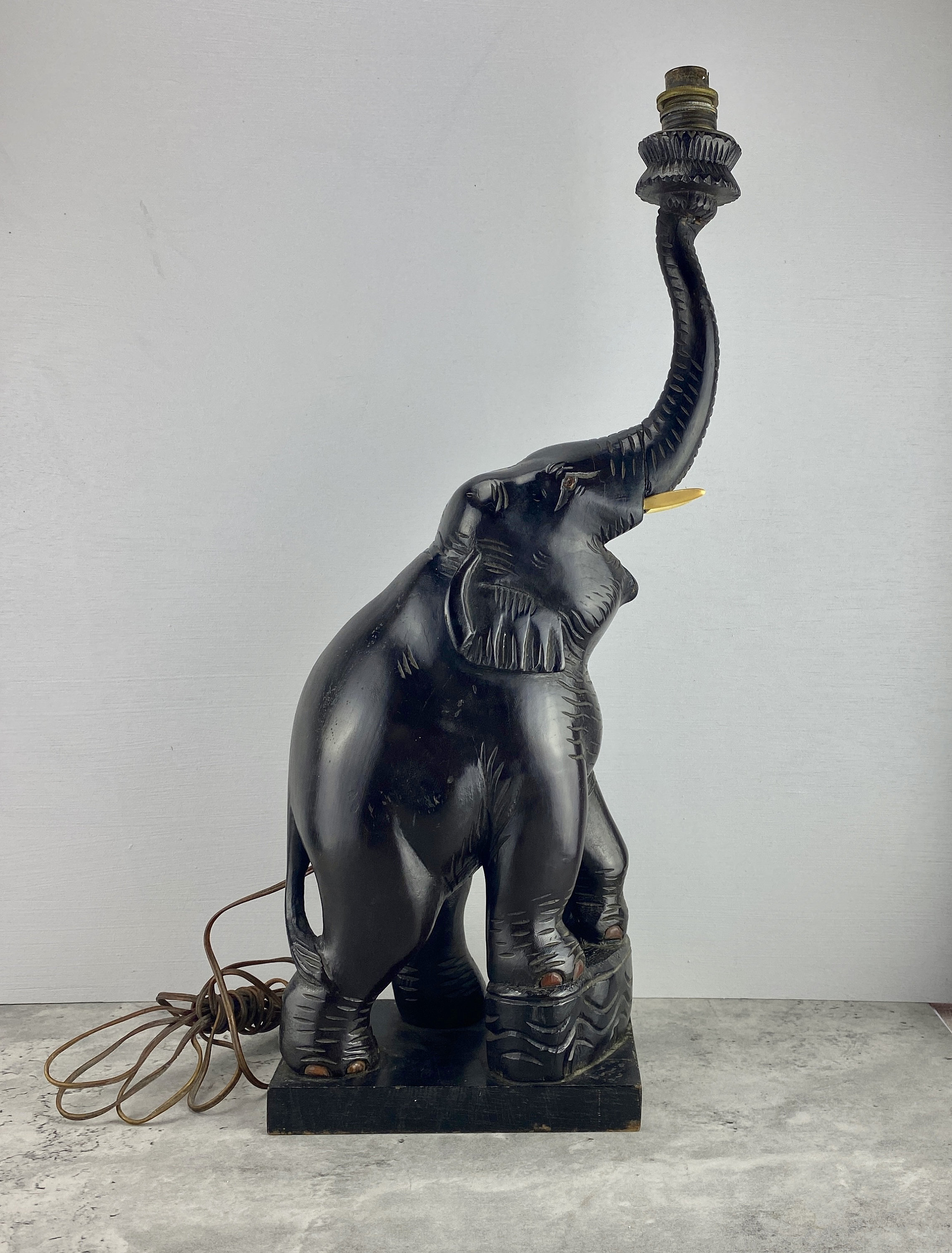 Antique Carved Elephant Lamp Home Decor Lighting Etsy