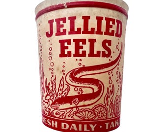 Vintage 1930&#39;s Jellied Eels Unused Wax Carton & Lid - Geemanco Liverpool - Lily Cups - Kitchenalia