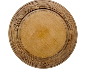 Antique Deeply Carved Ears of Wheat & Leaves Breadboard - Bread Board - Cutting Board - Kitchenalia