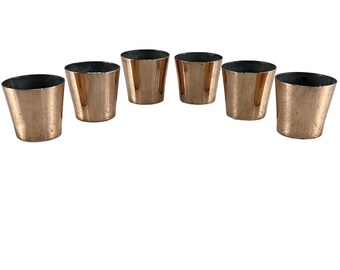 Antique Set of 6 Small Copper Measures - No 1 - Kitchenalia