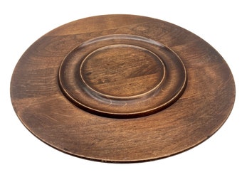 Vintage Large Oak Lazy Susan - Dining Room Decor - Kitchenalia
