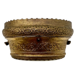 Antique Small French Gilt Metal Casket - Marble Top & Base -  Home Decor