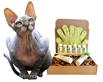 All Natural Hairless Pet Grooming Kit for Sensitive/Dry Skin Types - Hairless Cat Shampoo + Conditioner, & sphynx body wash