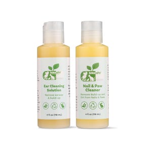 Natural Pet Ear & Paw Cleaning Kit | Dog and Cat Ear Drops + Nail and Paw Cleaner | Organic, Holistic Vet Approved | Yeast - Debris Control