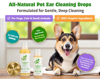 Organic Pet Ear Drops | Natural Cleaner for Dogs & Cats