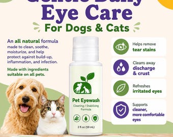 Extra Large Pet Eye Wash – Natural Tear Stain & Eye Cleaner for Cats and Dogs