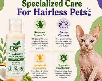 ReNewedPet® Haarloses-Haustier-Shampoo | Natürliche, organische, vom Vet zugelassene Fellpflege für Katzen und Hunde