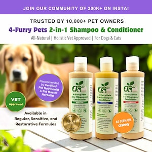 Organic 2-in-1 Pet Shampoo & Conditioner - All Natural Cat Shampoo and Conditioner, Vegan Dog Shampoo, Dog Conditioner, Cat conditioner