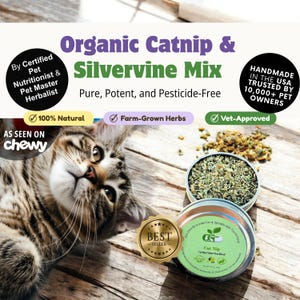 Organic Catnip & Silver Vine Blend for Cats | Premium Natural Catnip Mix | Cat Toy Refill | Cat Enrichment Treat | Pesticide-Free Catnip
