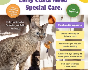 Holistic Rex Cat Grooming Kit | Organic Shampoo, Ear, Eye, Booty Wash, Bath Gloves