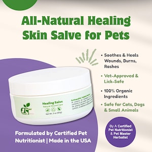 All-Natural Organic Pet Healing Salve -  Sphynx Care, Pet Salve for Skin, Hairless Cat Salve, Hairless Dog Salve for Rash, Burns, & Wounds