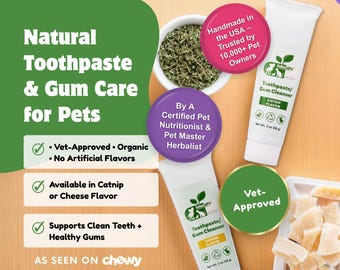 Pasta de dientes y limpiador de encías para mascotas ReNewedPet® / Cuidado dental natural para gatos y perros