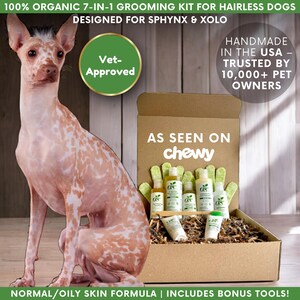 Kit de Higiene para Cães Sem Pelo | Para Pele Sensível ou Seca | Conjunto de Cuidados com a Pele Orgânico | Shampoo, Limpador de Ouvidos, Colírio, Pasta de Dente, Higienizador Íntimo