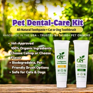 Natural organic pet dental-care Kit - Dog toothbrush, Cat Toothbrush, Cat Toothpaste, Dog Toothpaste,Dog care package,New Puppy Dog Gift Box