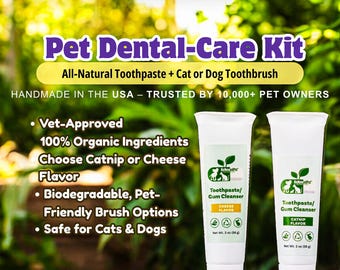 Kit de pasta de dientes y cepillo de dientes para mascotas ReNewedPet® / Cuidado dental natural para perros y gatos