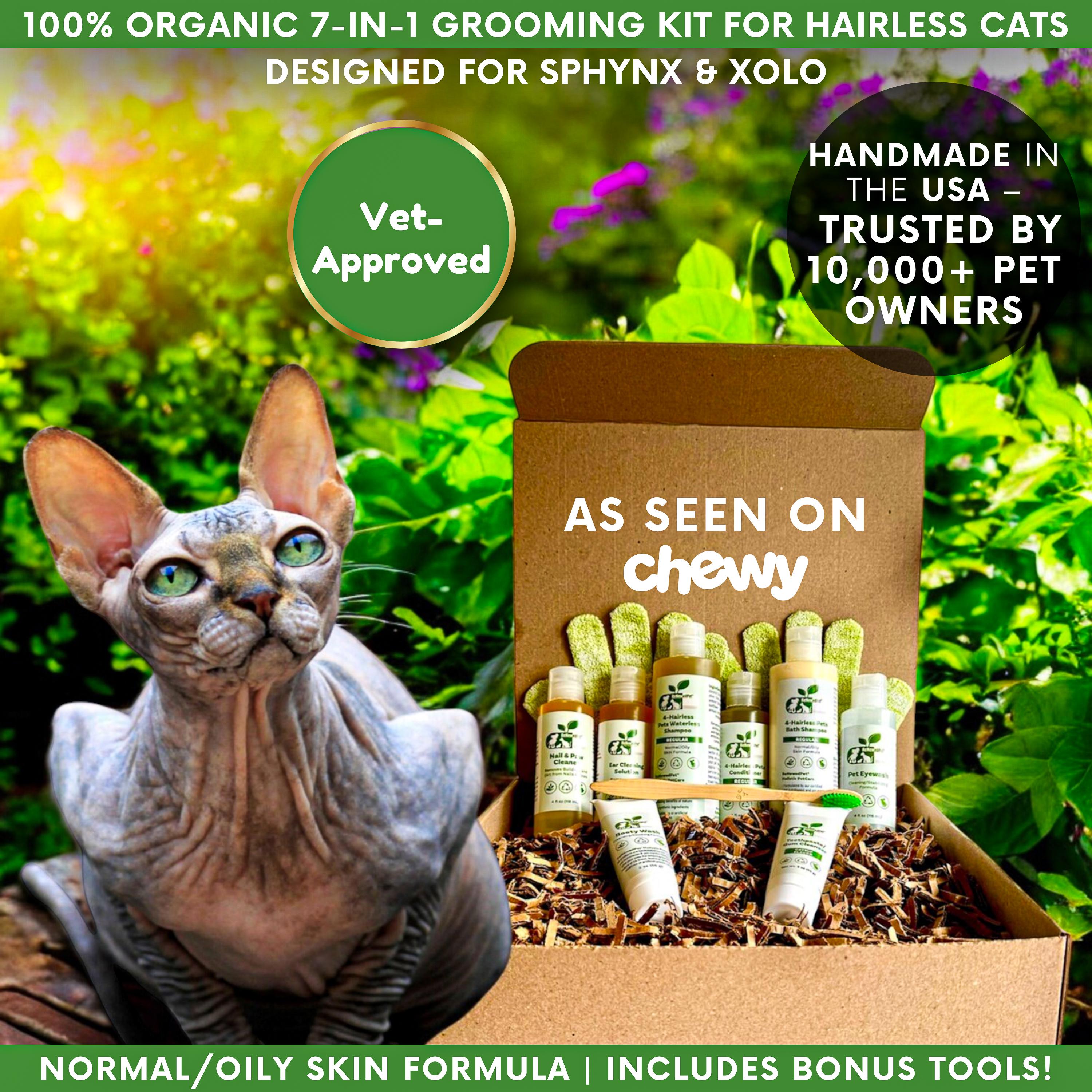 100% natural organic HAIRLESS pet Grooming Kit *sample* for Normal/Oily Skin, Sphynx hairless cat grooming kit cat care, grooming kit