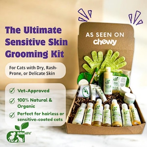 Sensitive Pet Grooming Kit | Organic Natural Shampoo, Conditioner, Care Set