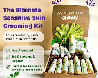 Ultimate All Natural Sensitive Skin Pet Grooming Kit -Hairless Cat Shampoo + Conditioner, Xolo & sphynx body wash,Hairless dog care package