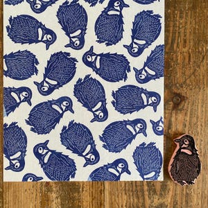 Rubber stamp | penguin  | hand carved stamp | mounted or unmounted | penguin  illustration | animal design | holiday