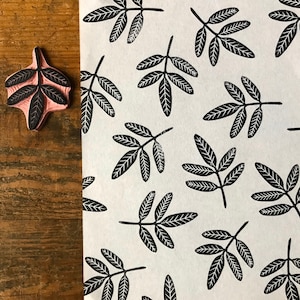 Rubber stamp | plant | hand carved stamp | mounted or unmounted | plant illustration | leaf spring | spring stap