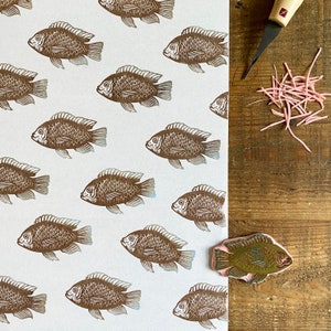 Rubber stamp fish | hand carved stamp | mounted or unmounted | stamping | fish | sea food  | fish stamp