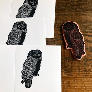 Rubber stamp | owl | hand carved stamp | mounted or unmounted | bird illustration | animal design | owl stamp