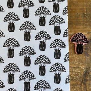 Rubber stamp | mushroom | hand carved stamp | mounted or unmounted | mushroom  illustration | animal design | autumn | fall