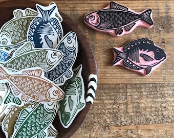 Rubber stamp fish | hand carved stamp | mounted or unmounted | stamping | fish | nature | fish stamp