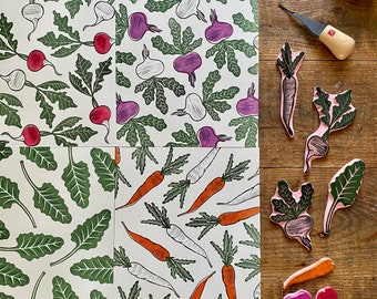 Rubber stamp vegetables | hand carved stamps | mounted or unmounted | cooking | basil | floral design | kitchen | Veggie