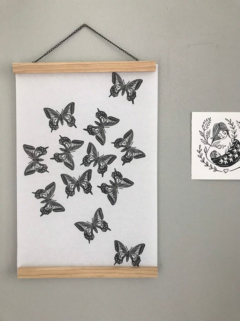 Rubber stamp hand carved stamp mounted or unmounted butterfly butterfly stamp floral design insects animals image 2