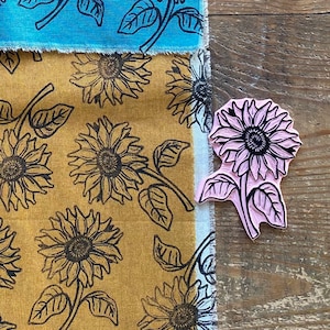 Rubber stamp | hand carved stamp | mounted or unmounted | flower | spring flower | floral design | spring | Sunflower stamp