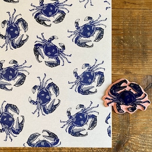 Rubber stamp crab | hand carved stamp | mounted or unmounted | stamping | crab | sea food  | crab stamp