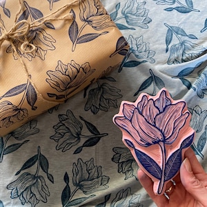 Rubber stamp | hand carved stamp | mounted or unmounted | flower | spring flower | floral design | spring | Scandinavian | flower stamp