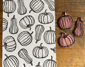 Rubber stamp | pumpkin pattern | hand carved stamp | mounted or unmounted |  Halloween illustration | autumn design | pumpkin