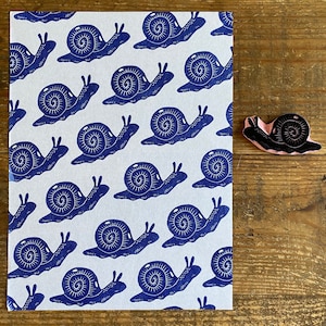 Rubber stamp | hand carved stamp | snail | insect stamp | mounted or unmounted |  floral design | autumn | animals | snail stamp