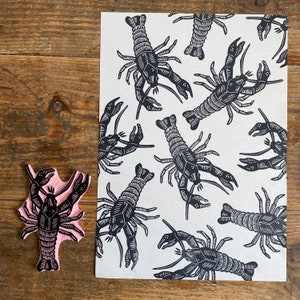 Rubber stamp lobster | hand carved stamp | mounted or unmounted | stamping | lobster | sea food  | lobster stamp