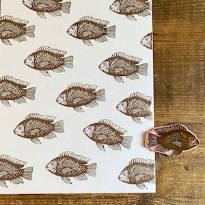 Rubber stamp fish | hand carved stamp | mounted or unmounted | stamping | fish | sea food  | fish stamp