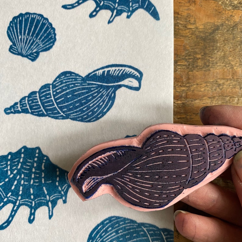 Set of 3 Rubber Stamps | Set A | Hand Carved Stamp | Mounted on Wood ...