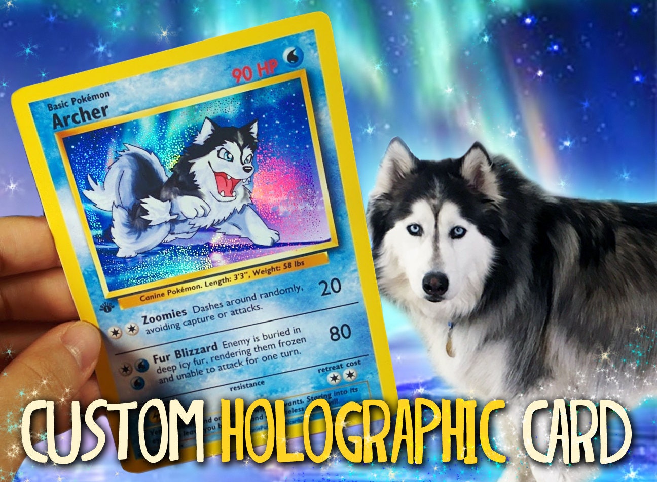 Holographic Pokemon Card Etsy