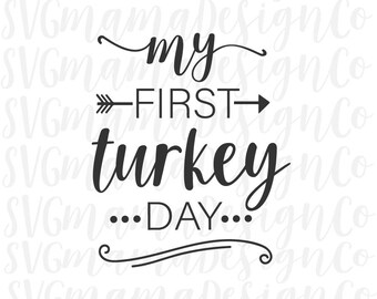My First Thanksgiving Turkey Day SVG Vector Image Cut File for Cricut and Silhouette