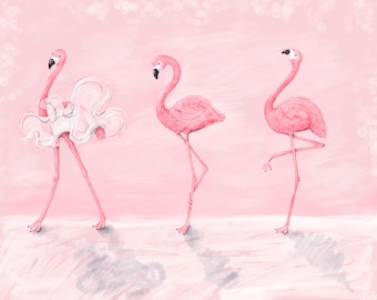 flamingo art,flamingo print,nursery art,baby room decor,girl's room art,nursery decor,3 pink flamingoes,printable,tropical art,animal print