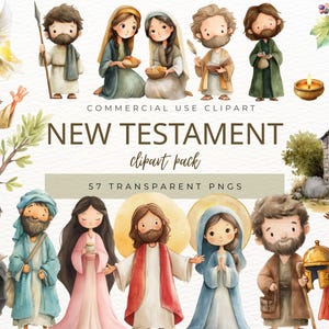 New Testament Clipart, Watercolor Bible Story PNGs, Christian Characters, Bible Study, Sunday School, Religious Digital Art, Commercial Use