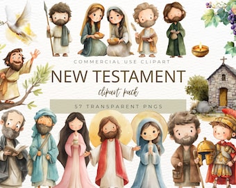 New Testament Clipart, Watercolor Bible Story PNGs, Christian Characters, Bible Study, Sunday School, Religious Digital Art, Commercial Use