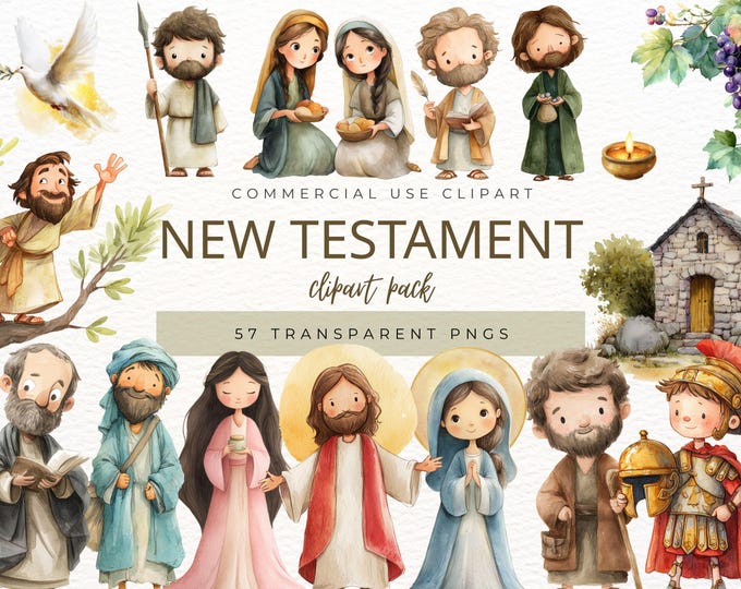 New Testament Clipart, Watercolor Bible Story Pngs, Christian ...