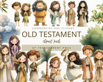Old Testament Clipart, Bible Characters Clip Art, Kid's Watercolor Bible Stories, Biblical People PNGs, Religious Clipart, Moses, Abraham