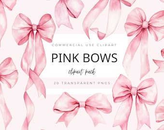 Clipart de lazo rosa, gráficos de lazo de acuarela rosa, lazo rosa pastel suave PNG digital, clip art de lazo de acuarela, descarga instantánea