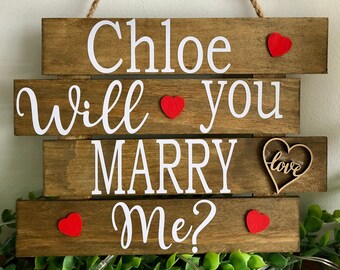 Proposal Sign Personalised Will You Marry Me? Rustic Wooden Sign Valentines Day